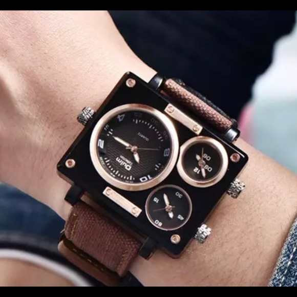 OULM MILITARY STYLE 3 TIME ZONE QUARTZ WATCH - Picture 4 of 9